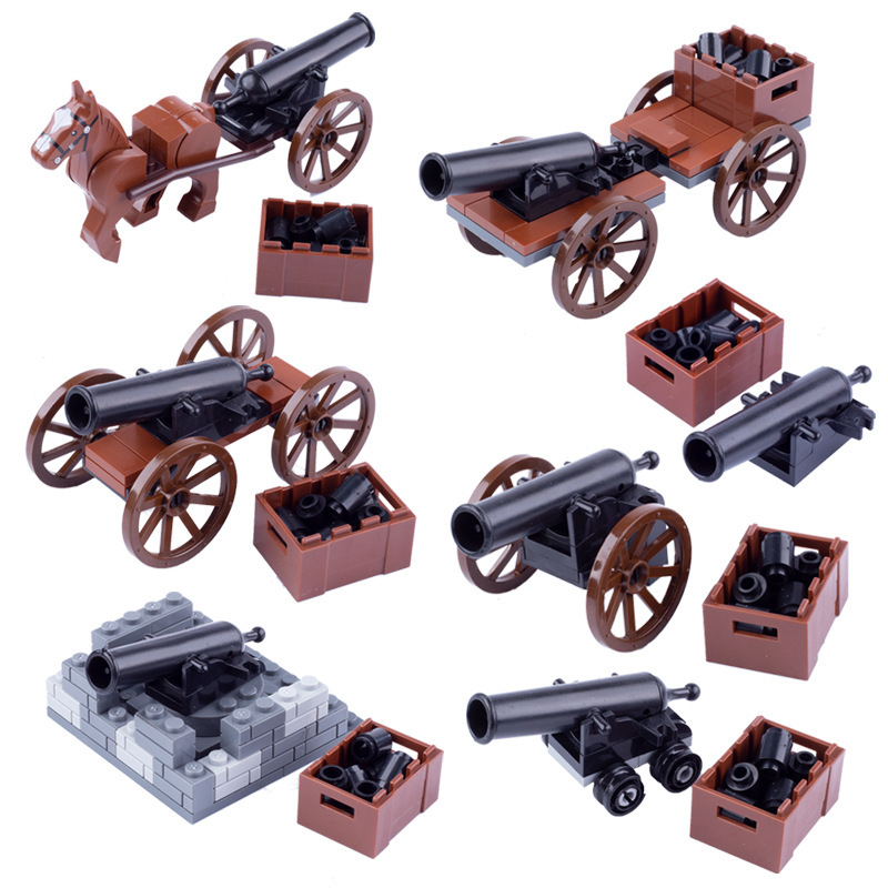 MOC Middle Ancient Military Soldier Man Man Cannon Small Particle Building Blocks Pirate Ship Artillery Scene Ornaments Toys Cross Border