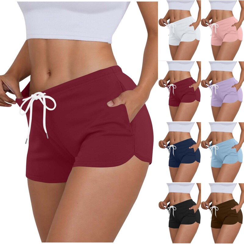 Sports and Leisure Rope Elastic Hip-Covering Boxer Briefs for Home and Outdoor Wear Solid Color Ultra-Short Summer Women's Hot Pants Shorts