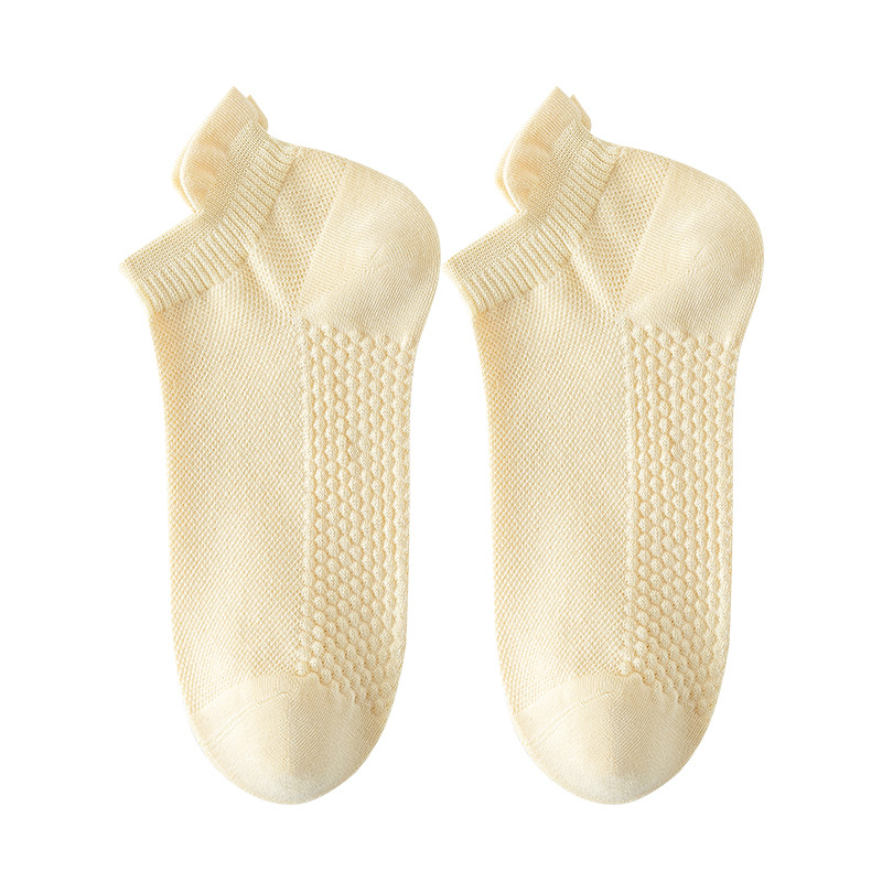 Calcetines de algodón de color sólido, calcetines de barco de malla de verano, calcetines de algodón de paquete independiente, calcetines cortos