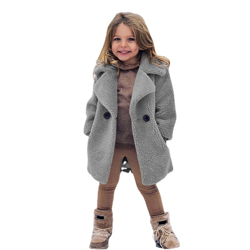 Children's lapel woolen jacket warm jacket