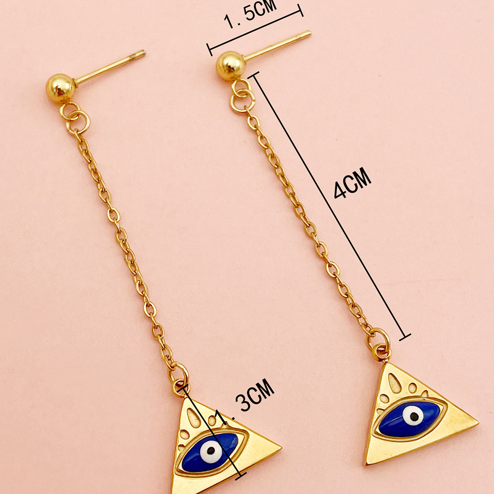 Fashion Triangle Eye Stainless Steel Plating Earrings 1 Pair