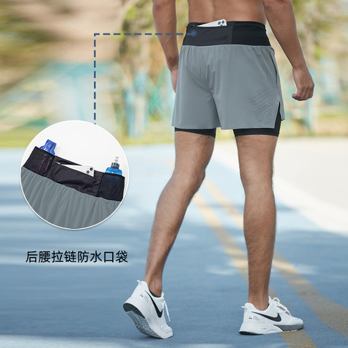 Cross-country running sports shorts men's summer outdoor marathon fitness basketball double-layer fake two-piece running quick-drying shorts