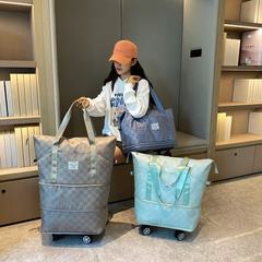新型プーリー付き旅行鞄超大容量二重拡張荷物袋手提げ帯乾湿分離出産予定バッグ防水