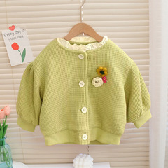 Children's Knit Cardigan Jacket Women and Girls Sweater Spring and Autumn Infant Clothing Round Neck Sweater Girls and Baby Outfits Wholesale
