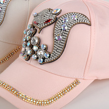 秋冬款小狐狸彩钻加厚帽子休闲百搭棒球帽时尚潮流个性镶钻鸭舌帽