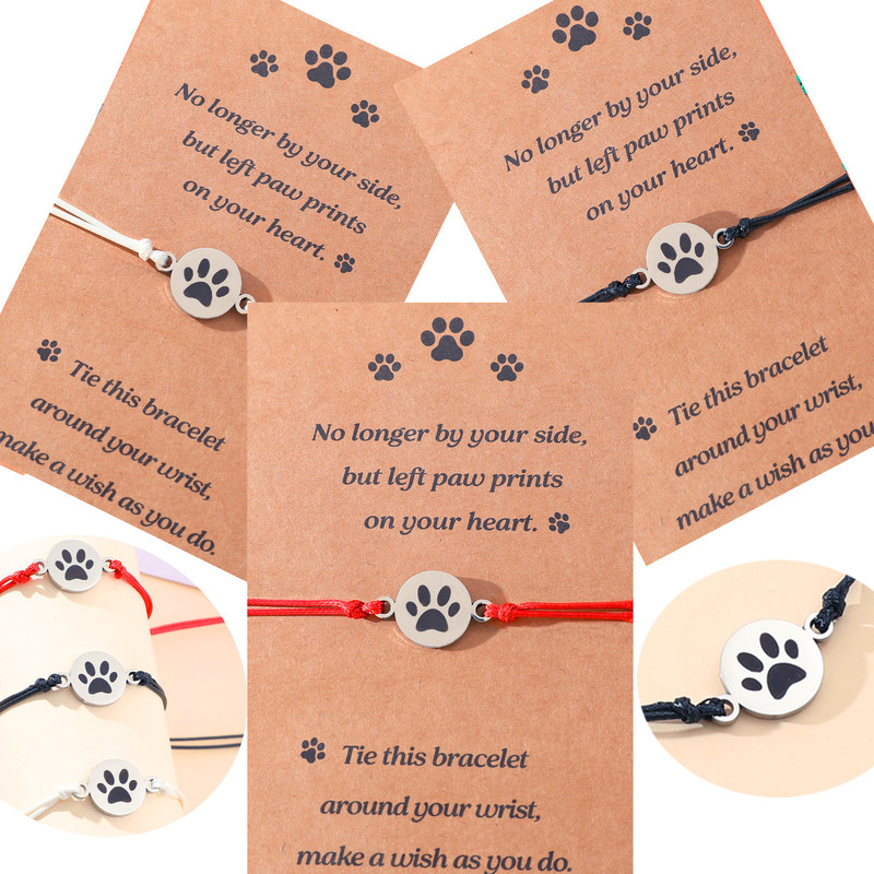 Cross-border jewelry Europe and the United States for creative stainless steel cat claw imprint hand-woven blessing bracelet friendship hand rope Cross-border jewelry Europe and the United States for creative stainless steel cat claw imprint hand-woven blessing bracelet friendship hand rope