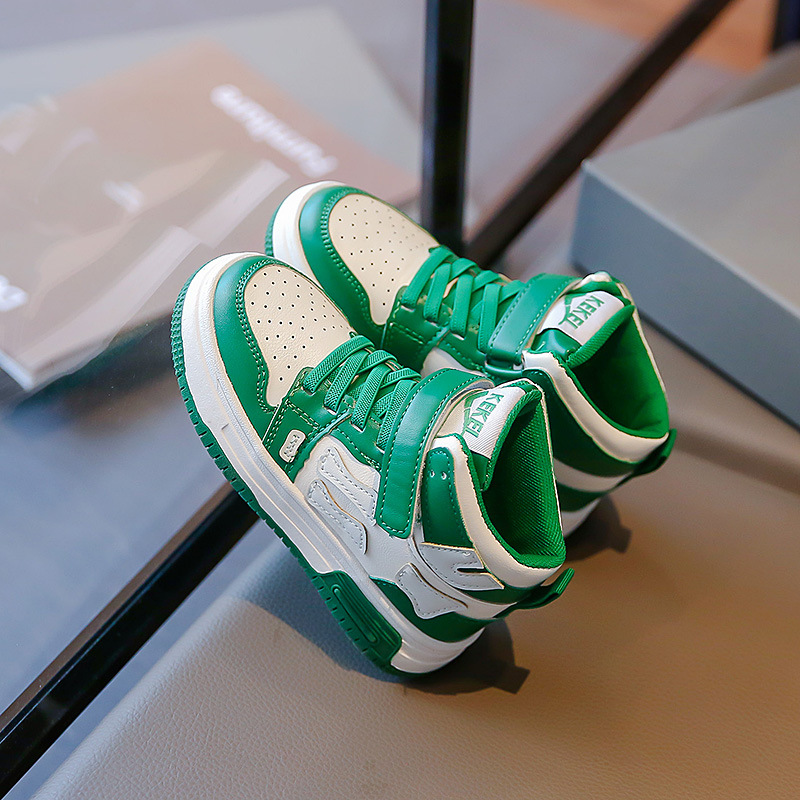 Barn högtopp sportsko Trend 2023 Höst Ny Student Läder Panel Sh för pojkar och flickor Halkfri Casual_voghion.com
