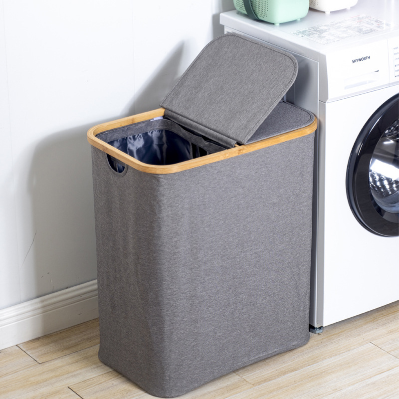 Cesta de lavandería de gran capacidad de inducción compartimiento al aire libre plegable cesta de almacenamiento con bolsa interior cesta de lavandería Venta caliente transfronteriza