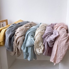 2025春秋新款柔棉丝巾披肩纯色无感亲肤 素色扎染棉麻围巾女薄款