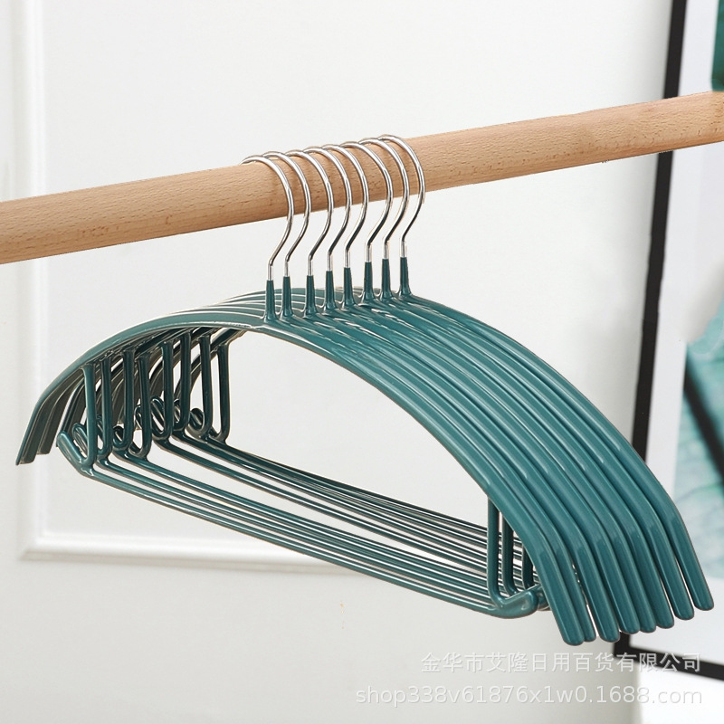 Percha recubierta de plástico semicírculo verde oscuro