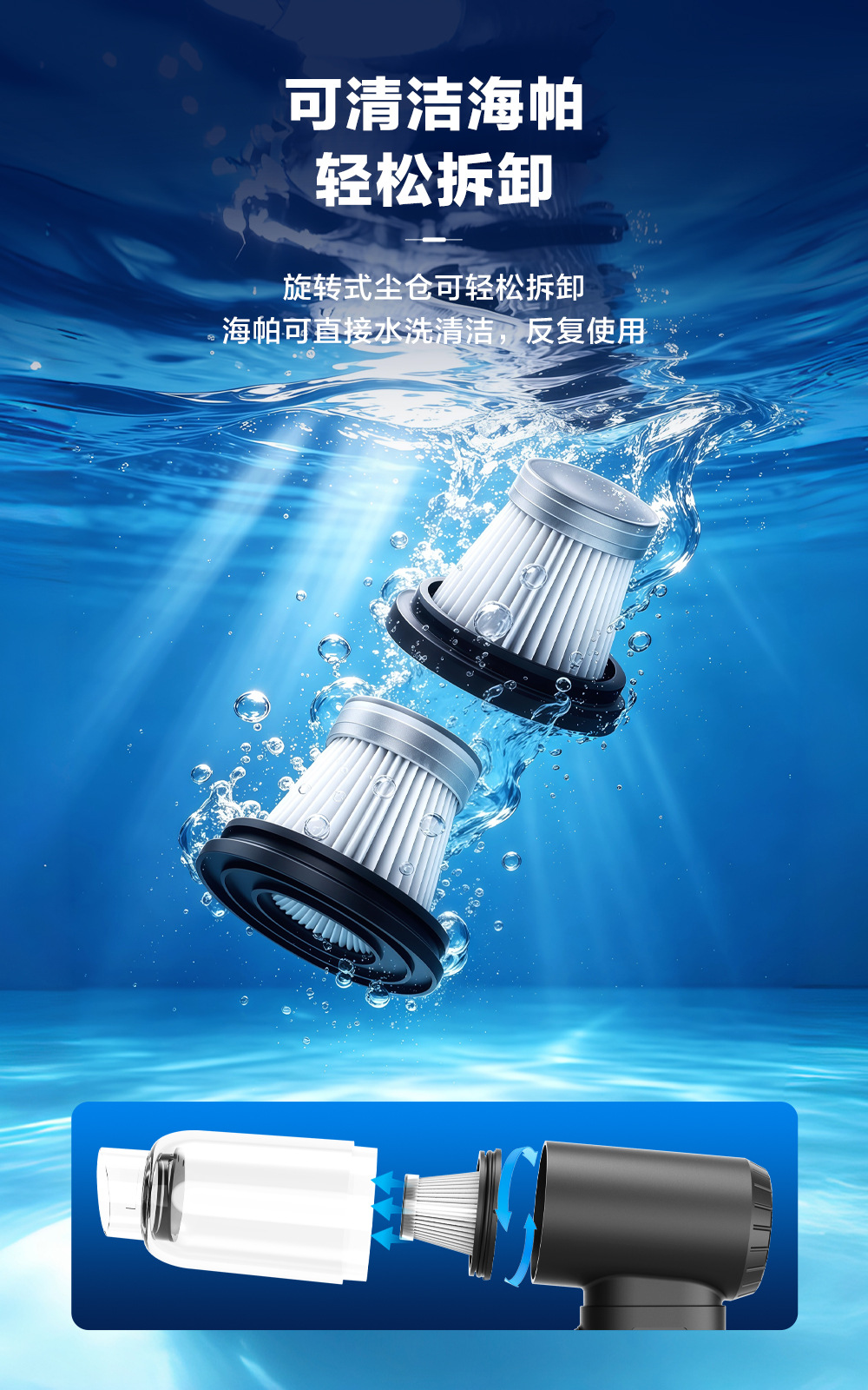 June's new cross-border product: brushless handheld car vacuum cleaner with high suction power, integrated blowing and suction functions for home and car use