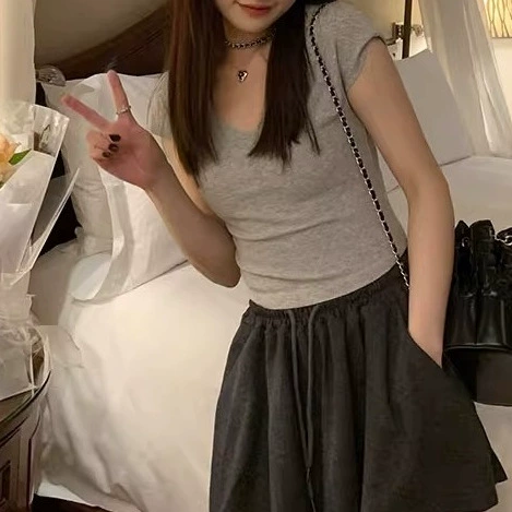 Шорты в балетном стиле для женщин, лето 2024, новые повседневные брюки с пятью точками, маленькая утягивающая юбка с высокой талией