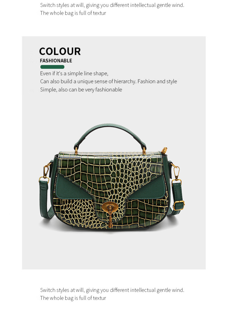 Women's Saddle Bag With Contrast Colour Stone Pattern Design_voghion.com