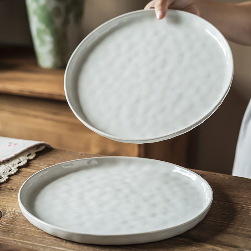 Placa de alta calidad Placa de color sólido ondulación del agua Placa de filete esmalte de sésamo placa plana placa de cerámica placa grande al por mayor