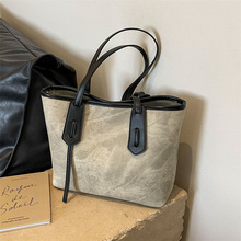 跨境大容量复古包包女2024新款时尚网红托特包百搭休闲单肩腋下包