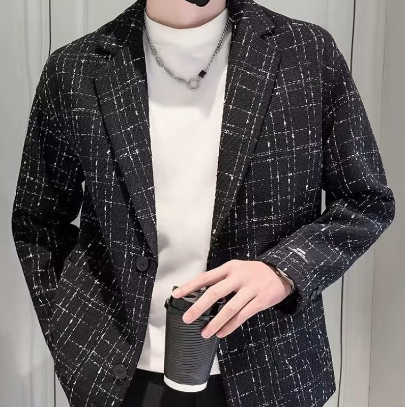 Xiaoxiang-stil til mænd, trendy mærke, eksklusiv sans, afslappet og flot, britisk stil, lille efterårsjakkesæt_voghion.com