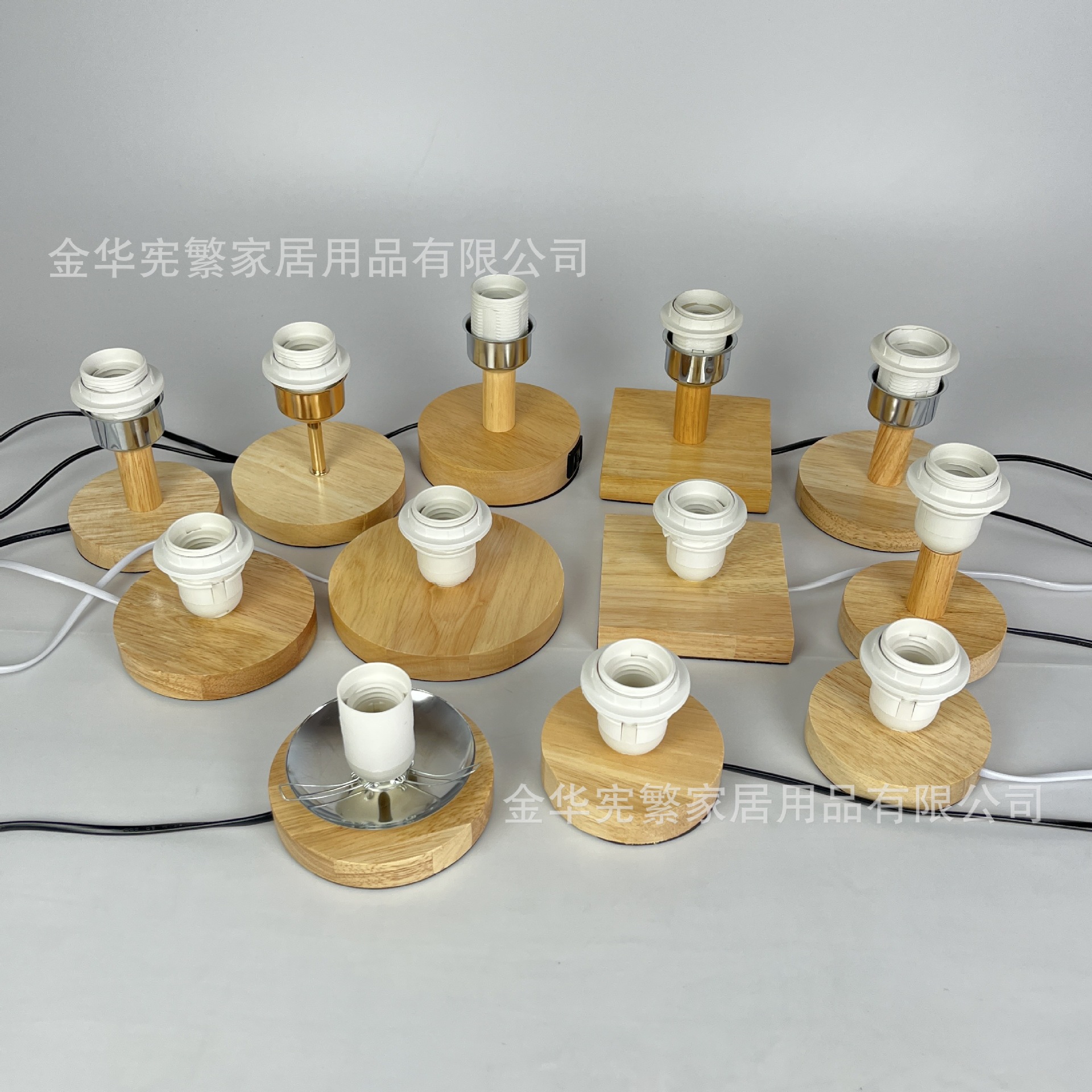 [Xianfan] lámpara de madera base de madera empalme madera de caucho creativo accesorios de lámpara DIY E27 con cable de interruptor