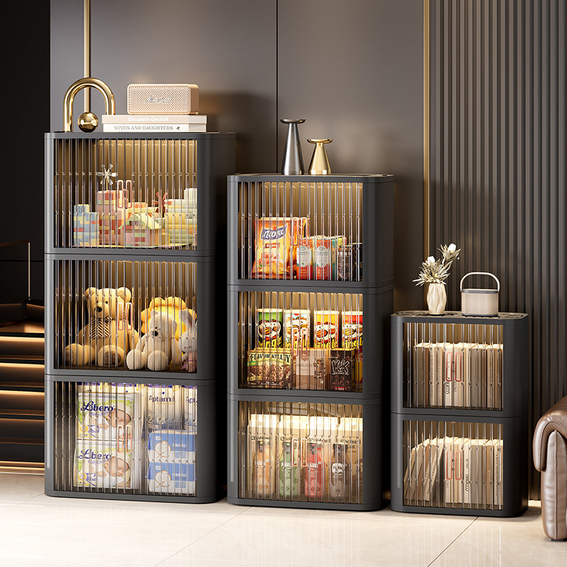 Simple Style Rolling Shutter Door Storage Cabinet Red Wine Storage Rack Living Room Bedroom Books Toys Sundry Storage Cabinet with Pulleys