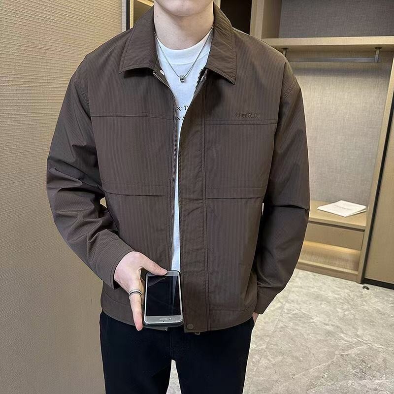 男士翻领外套春秋季2025新款潮流休闲薄款行政夹克男款春装上衣潮|undefined