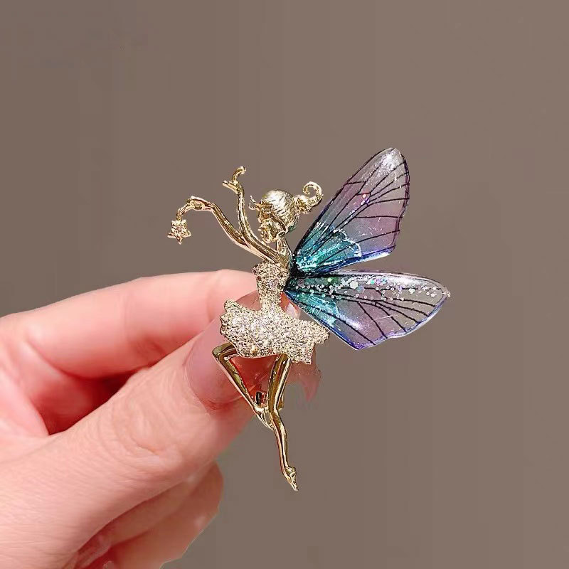 Broche de Alas de Ángel con Microincrustaciones de Circonio, Diseño de Bailarina, para Abrigo, Broche Creativo para Ropa, Novedad 2024
