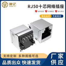 供應RJ50十芯網絡插座 尼龍塑膠材質 焊線成型母座 注塑不溢膠
