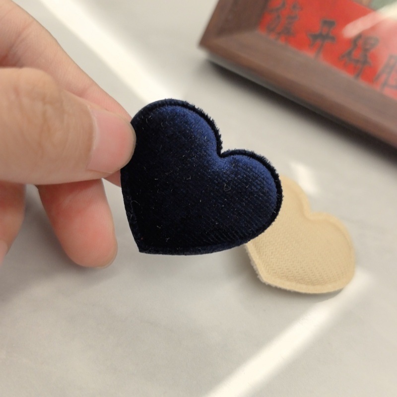 纯色桃心韩国绒植绒爱心形配件diy发饰包包鞋袜服饰装饰辅料材料|undefined