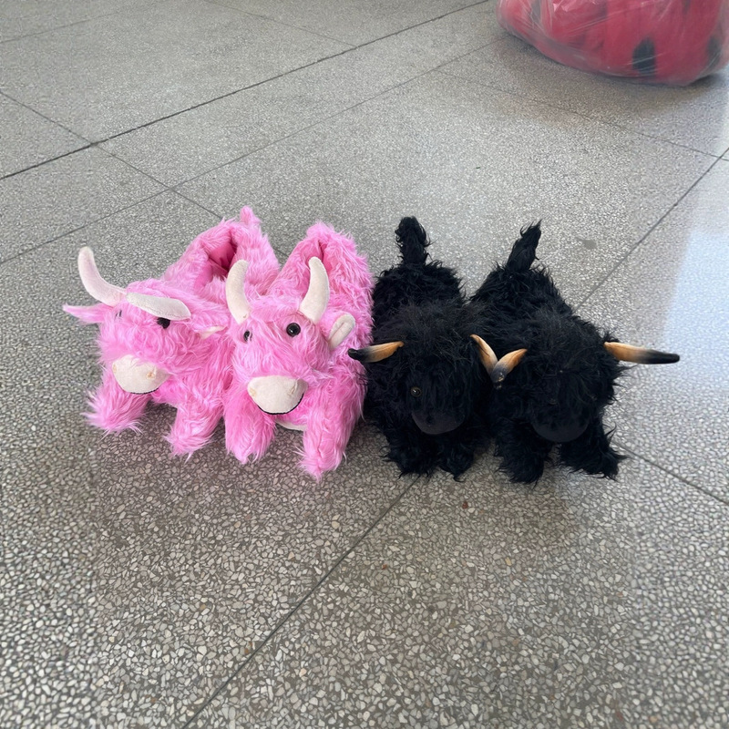 Cross-Border Slippers Highland Cow Scottish Highland Cow Slippers Artificial Plush Toy Slippers