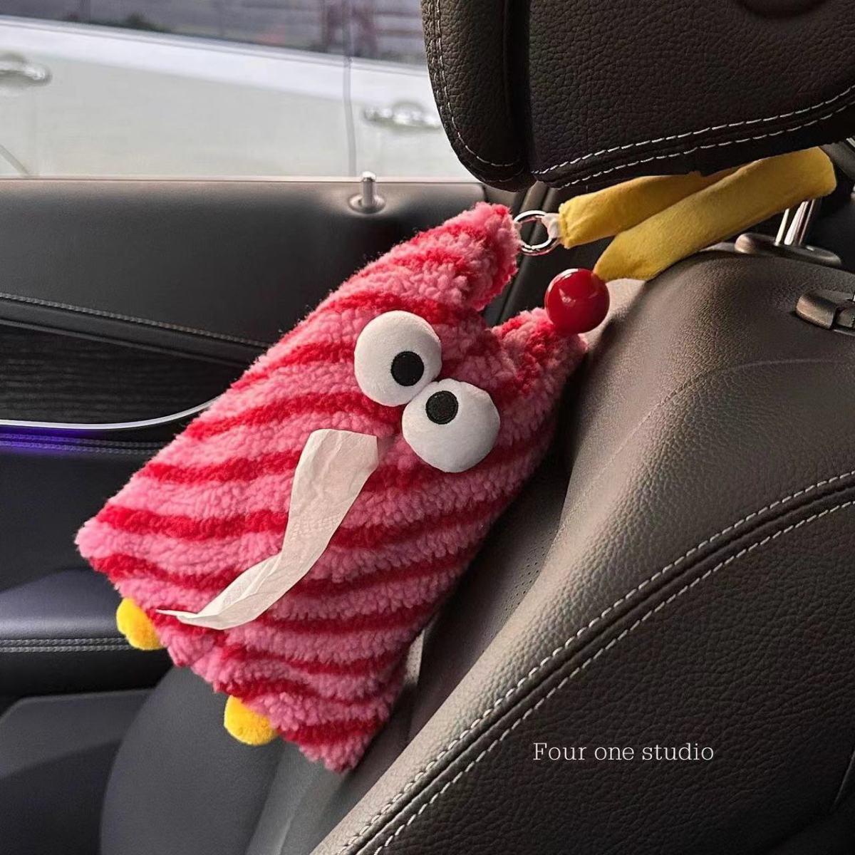 Car-Mounted Tissue Box Hanging Cartoon Monster Car Seat Back Tissue Hanging Bag Car Tissue Box Car Interior Decoration Supplies