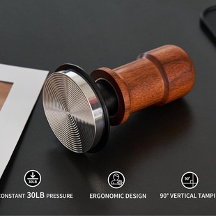 Cross-Border Special Wooden Handle Elastic Powder Hammer 51/53/58mm Stainless Steel Constant Adjustment Filler Coffee Powder Hammer