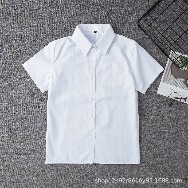 College Style Pure White Long-sleeved Shirt Class Uniform for High School and Junior High School and Primary School Students Uniform for Men and Women White Shirt