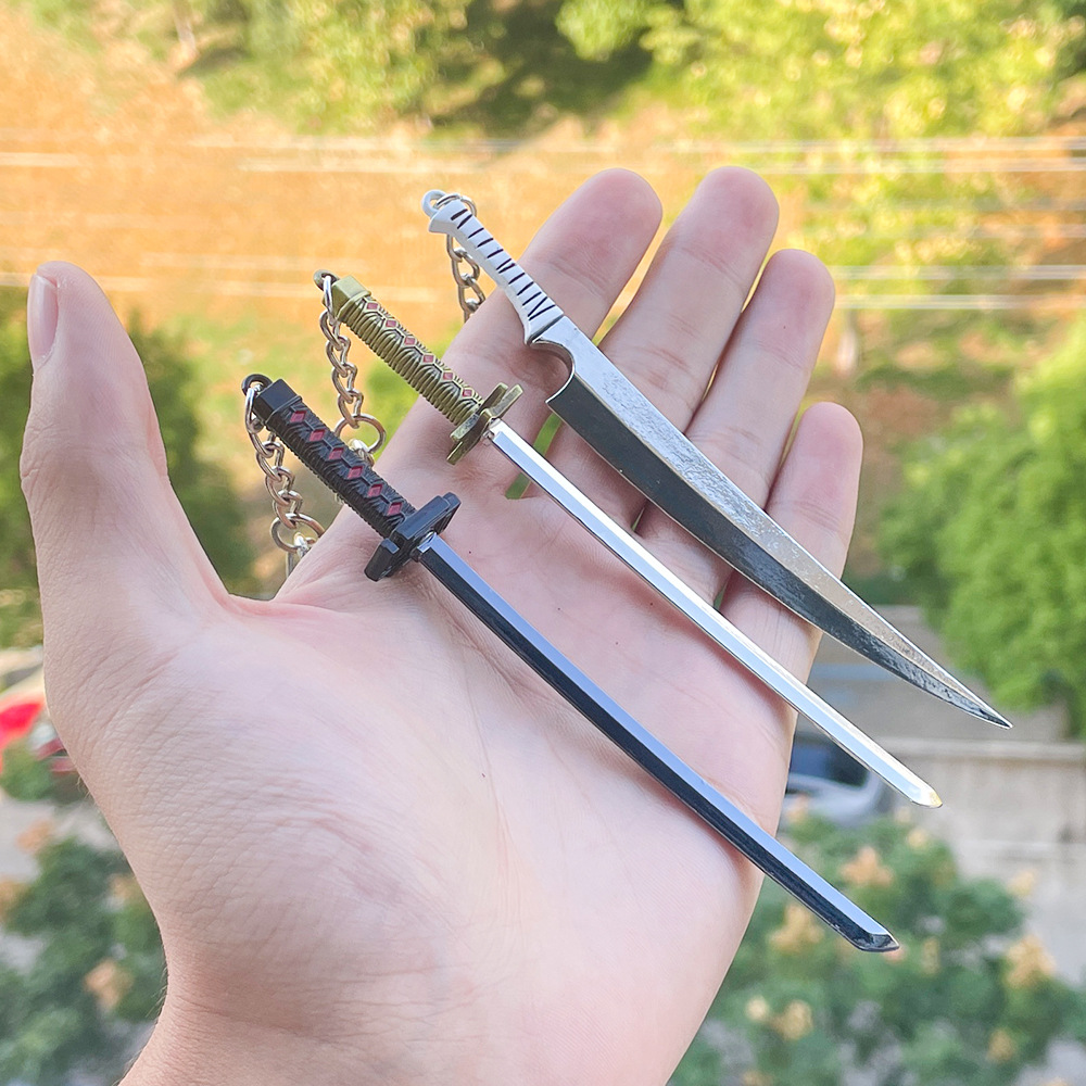 死神BLEACH 黑崎一护卍解天锁斩月 小白冰轮丸斩魄剑钥匙扣挂件