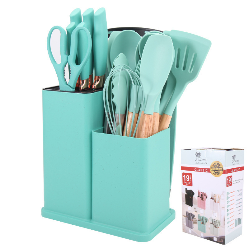 スポットシリコンキッチン用品セット 19点セット カッターコンビネーションセット 収納チューブ 麦わらカラーセット|undefined