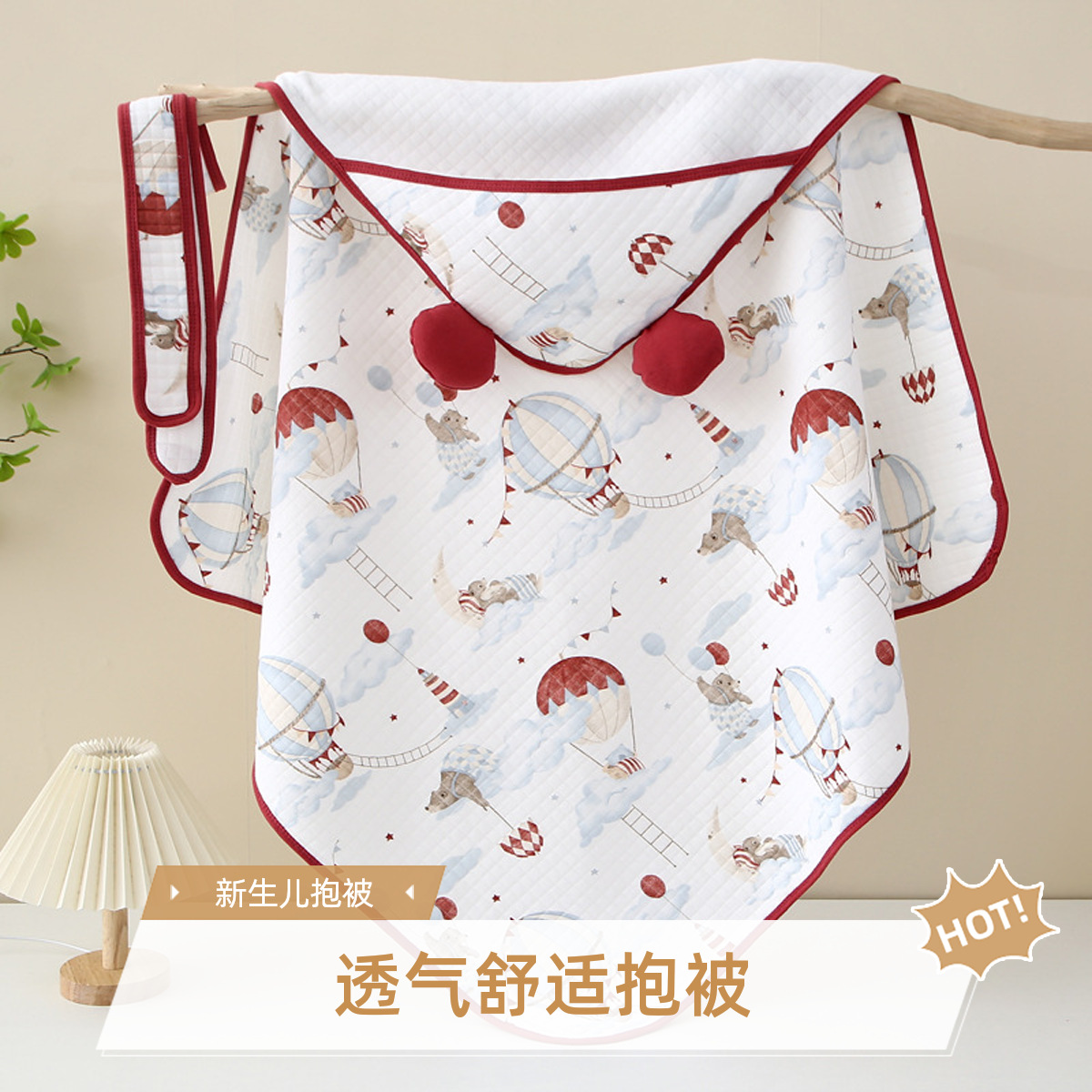 Baby swaddle blanket, newborn spring and summer pure cotton breathable swaddle blanket, anti-kick blanket, multi-functional maternity room swaddle blanket