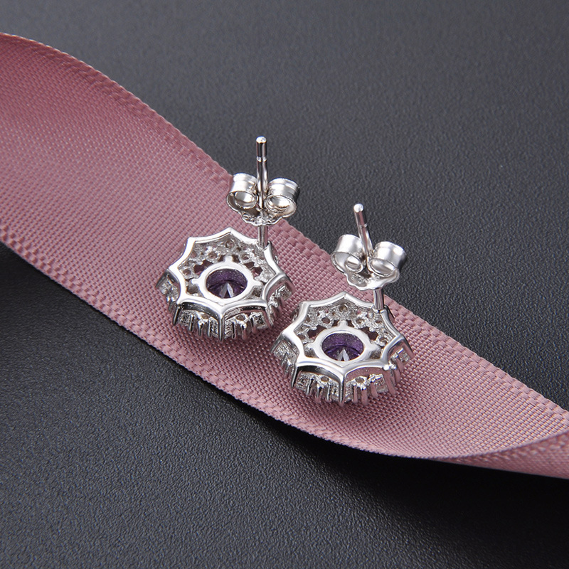 Cross-border wish Amazon AliExpress nieve zircon pendientes de plata esterlina 925 estilo sol simple pendientes para mujeres