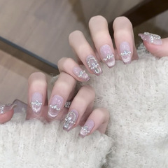2024新款法式貓眼閃鑽穿戴甲純欲高級顯白仙女美甲甲片成品批發
