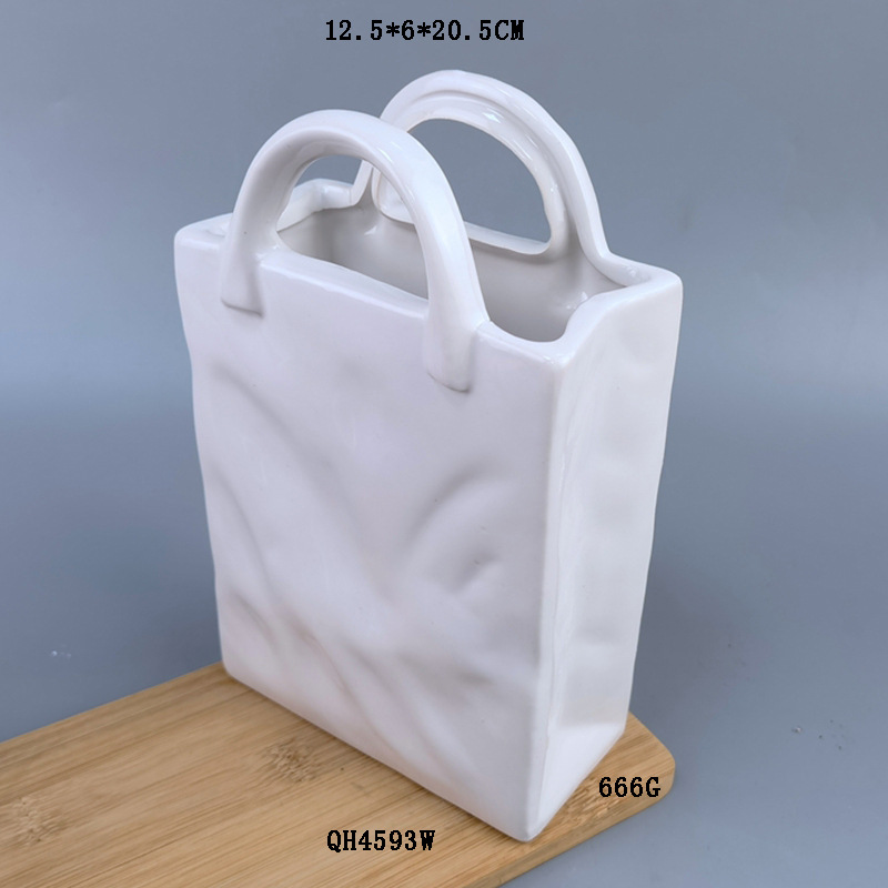 Dehua boca ancha creativo jarrón de cerámica sala de estar arreglo floral modelo de casa decoración de habitación decoración bolso flor al por mayor