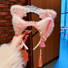 毛绒lolita日系少头饰古风流苏配饰发夹ocsplay漫展仿真兽耳发箍