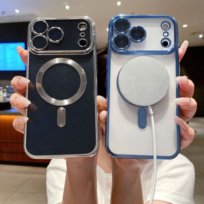 适用iPhone17PROMAX手机壳透明电镀磁吸苹果16全包镜头防摔保护套|undefined