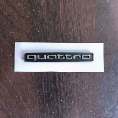 Car logo Audi A4L, rear badge 45 - standard-four-wheel-drive-emblem-black-background-silver-lettering