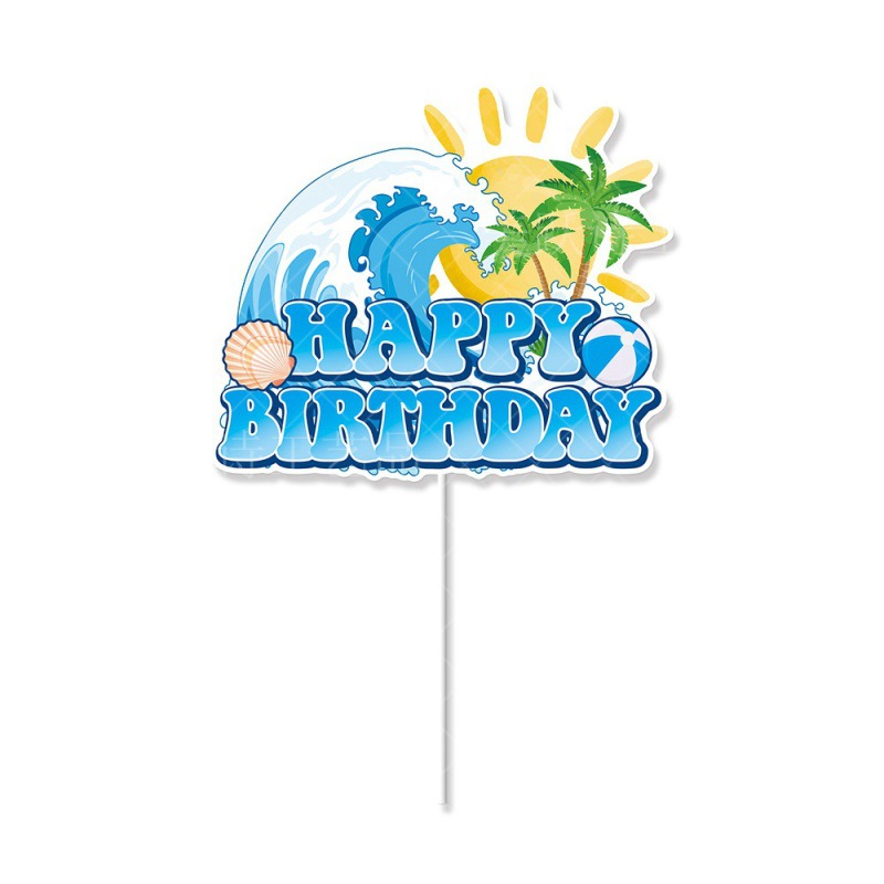 Nueva decoración de fiesta de cumpleaños de aniversario tira bandera tarta de playa playa fiesta de cumpleaños uno tira bandera