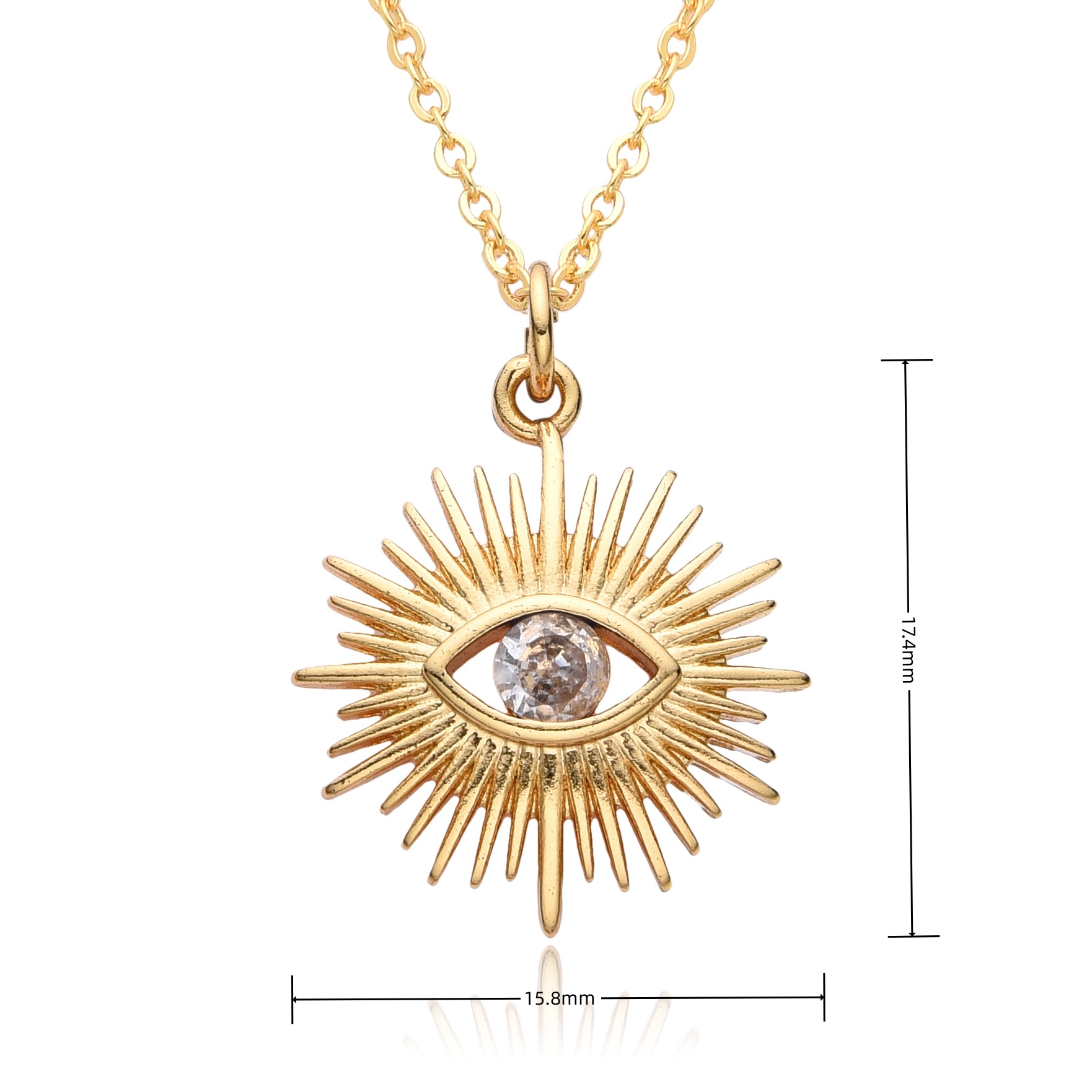 14g Weight 18K Gold Plated Plating Material Copper Pendant Material Zircon Inlay Material Pendant Necklace Classification Copper Chain Material cable chain Chain Type 1 Piece Quantity Daily Occasion Copper Material Geometric, Eye Pattern Women's Gender Hollow Out, Inlay Design Casual, Simple Style Style Copper 18K Gold Plated Hollow Out Inlay Geometric Eye Zircon Pendant Necklace 2