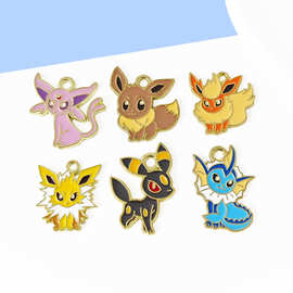 跨境宠物小精灵伊布吊坠diy手链项链包包钥匙扣挂件合金滴油配饰