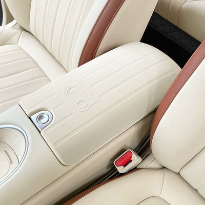 car decoration, Armrest box pad - 23-25-good-cat-silicone-armrest-box-cover-beige