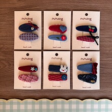 新款韩版可爱儿童甜美清新刺绣碎花发夹发饰布艺BB刘海夹紫色系列