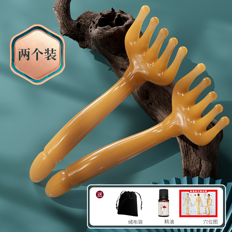 Masajeador de cabeza de cinco garras masaje peine herramienta de terapia capilar resina tendón dragado Meridian rascarse cuero cabelludo descompresión artefacto