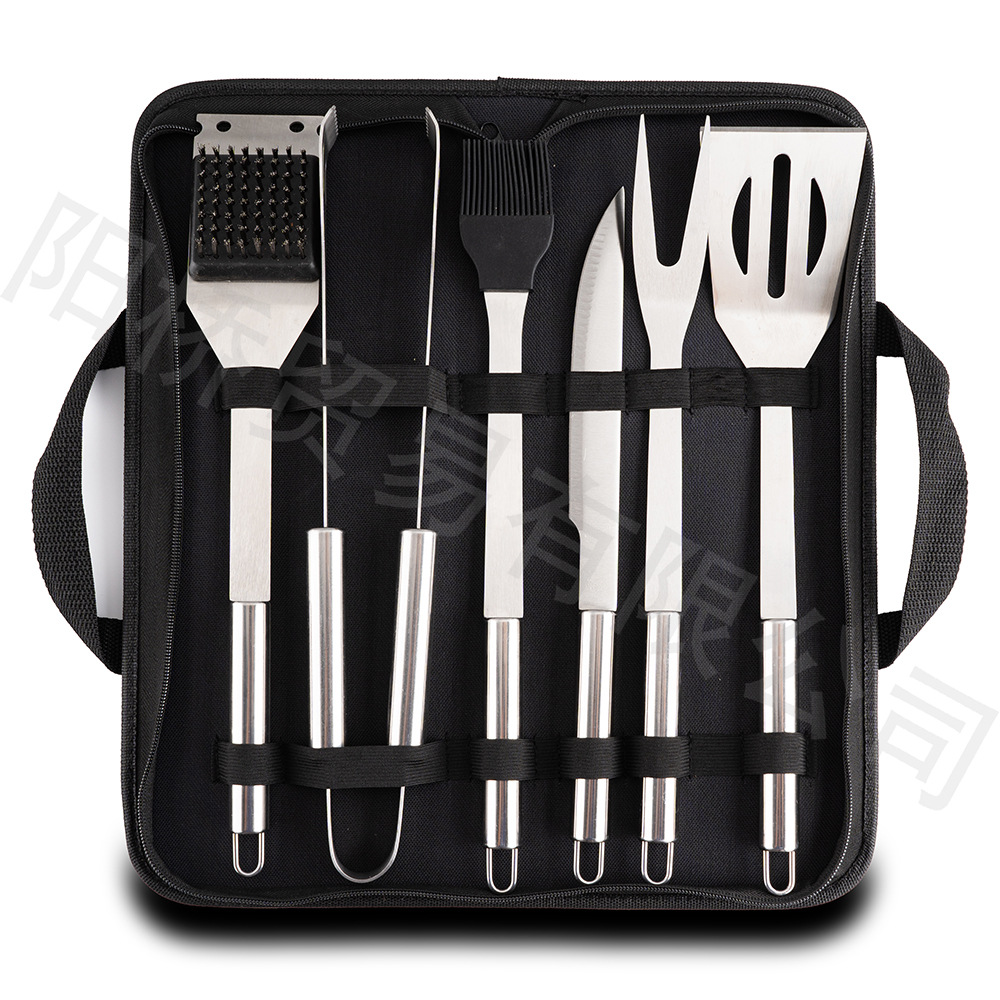 Spot Source Fabricante BBQ Juego de barbacoa de bolsa de tela Oxford Juego de abrazadera de pala de acero inoxidable Juego de asa de tubo redondo para hornear