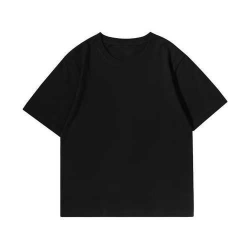 Printed Heavyweight Straight Shoulder T-Shirt 2025 Summer Casual Plus Size Crew Neck Five-Button Tee