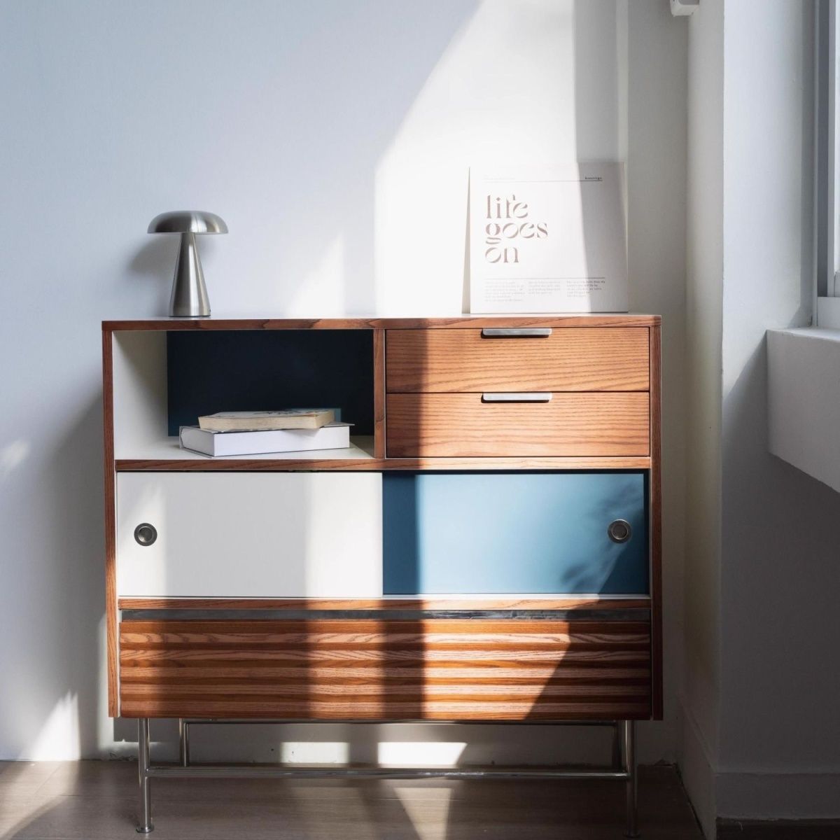 Small Home Side Cabinet Danish Vintage Bauhaus Storage Cabinet Colorful Dining Room Bookshelf Storage Sideboard Organizer