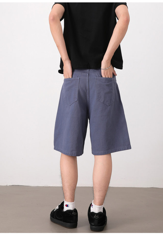 Quần short nam dáng rộng ống đứng, quần lửng phong cách Hàn Quốc, mặc hằng ngày — Màu be, Màu kaki, Màu nâu cà phê, Xanh Pháp Công chi tiết 24