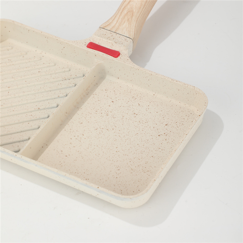 Arroz japonés transfronterizo doble panela de desayuno de piedra panela cuadrada panela antiadherente panela multifuncional para hamburguesas de filete